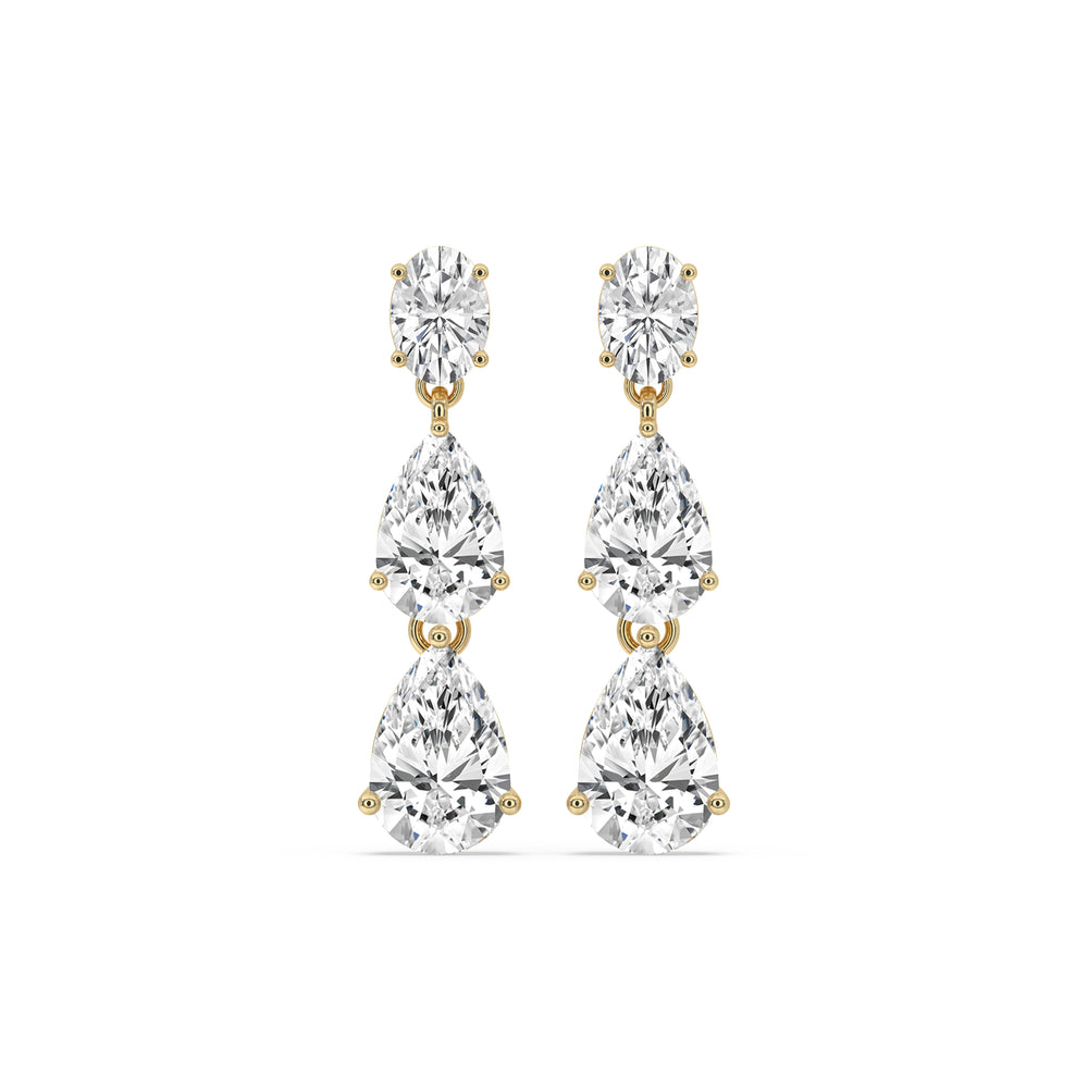 Three Stone Pear Drop Earrings