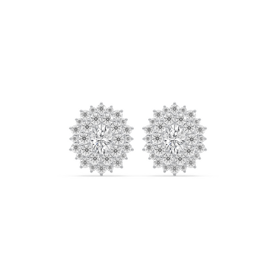 Oval Halo Cluster Earrings