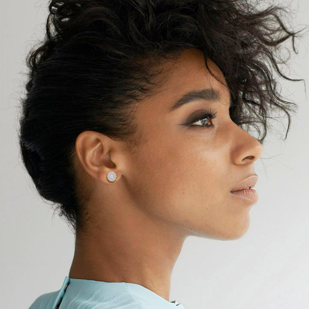 Oval Halo Cluster Earrings