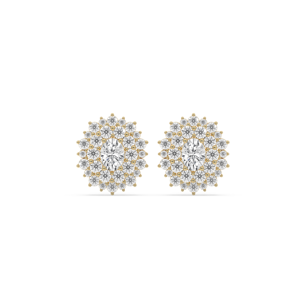Oval Halo Cluster Earrings