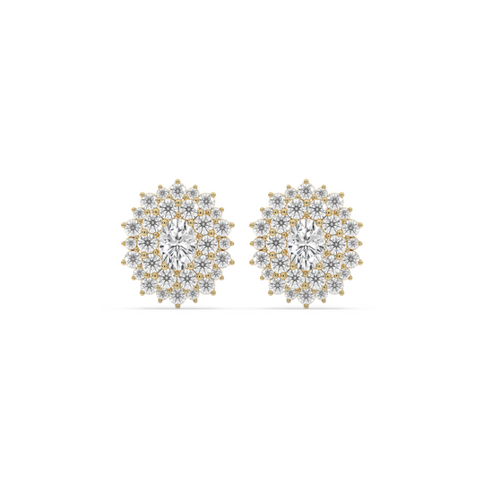 Oval Halo Cluster Earrings