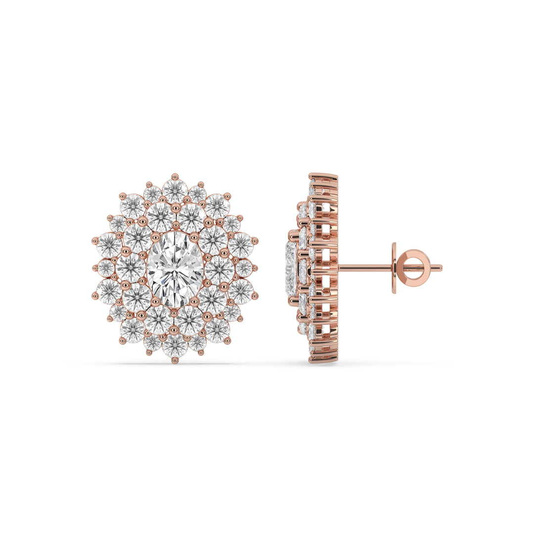 Oval Halo Cluster Earrings