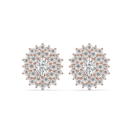 Oval Halo Cluster Earrings