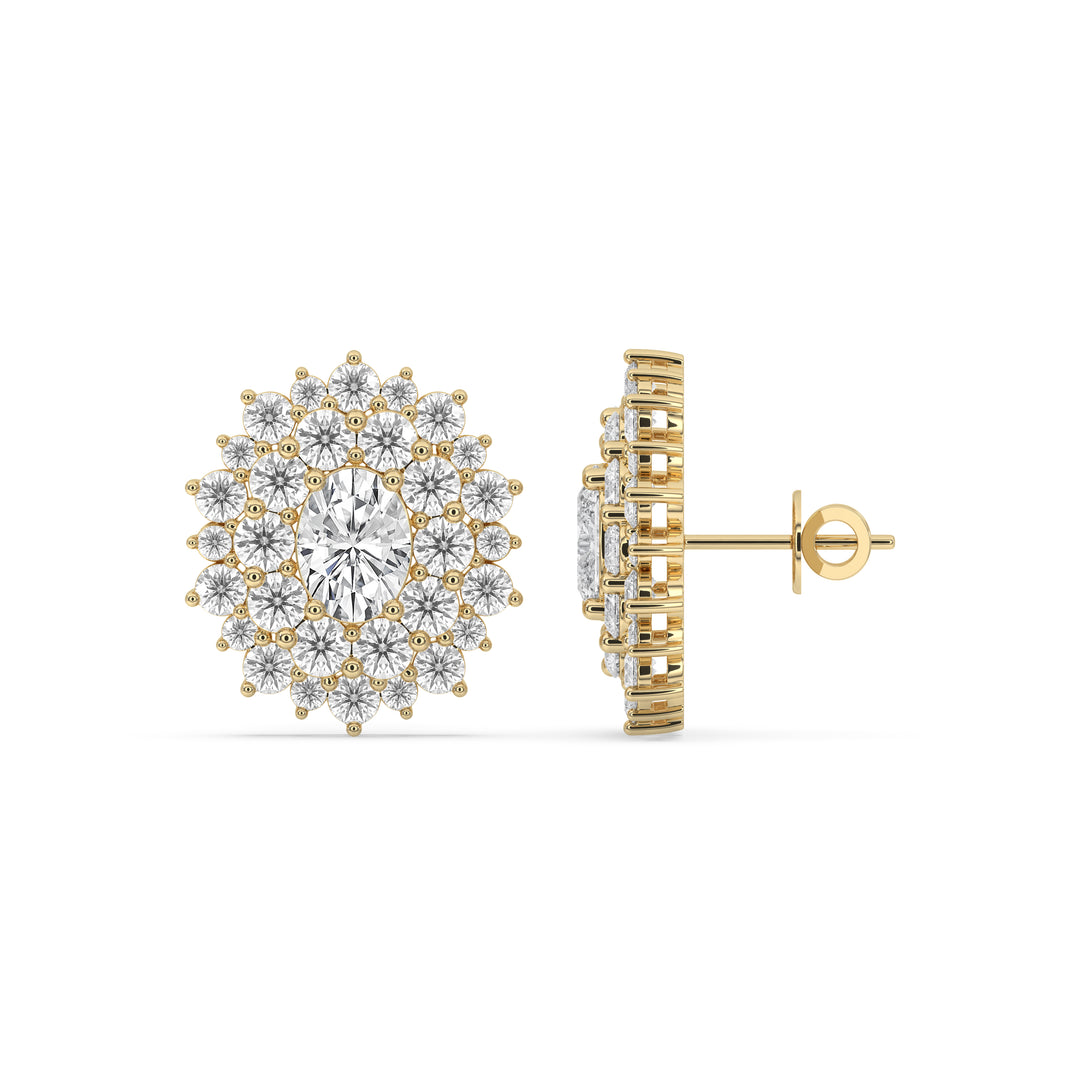 Oval Halo Cluster Earrings