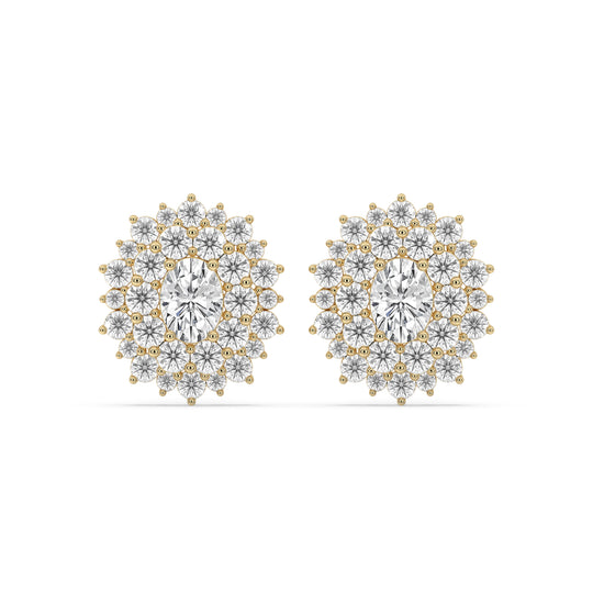 Oval Halo Cluster Earrings
