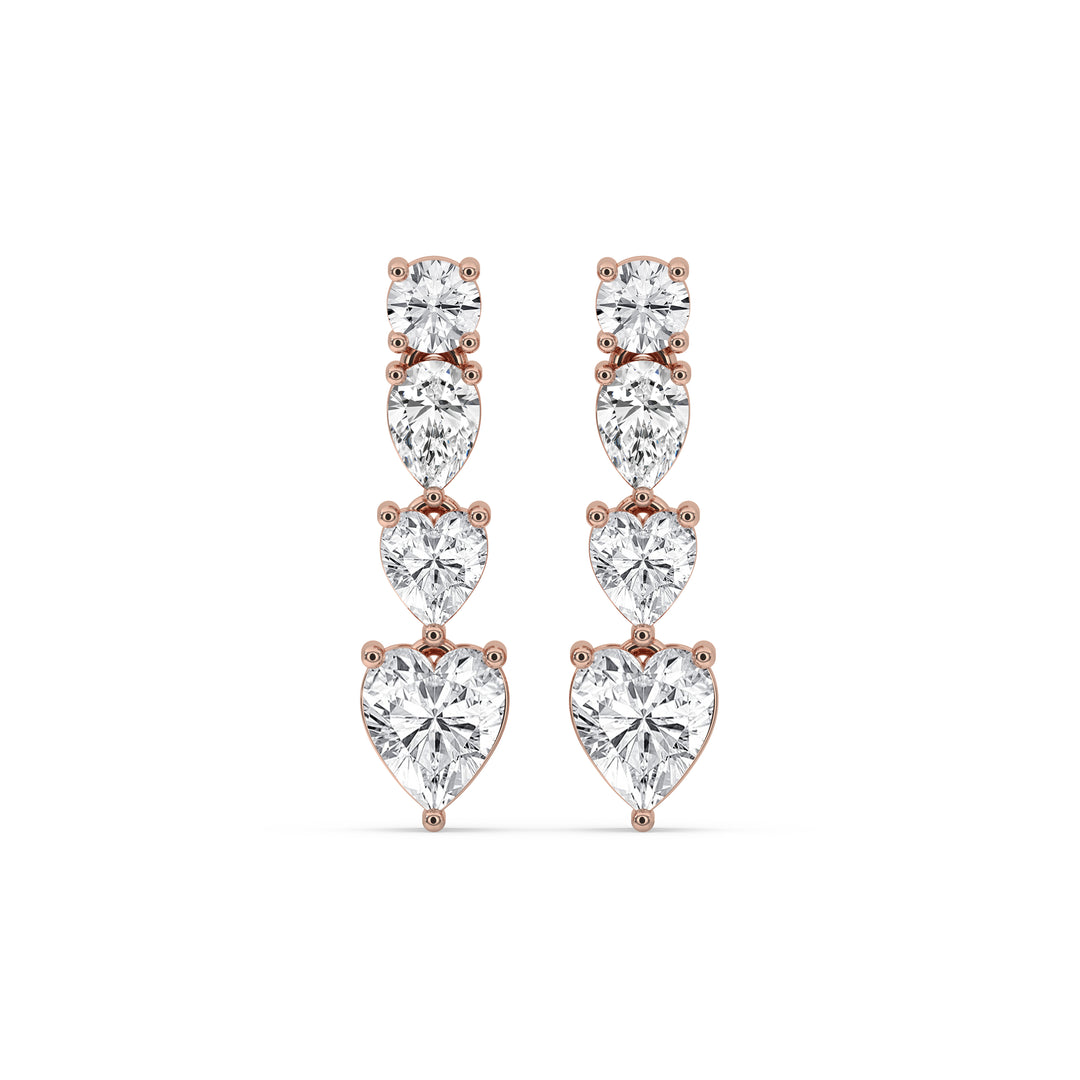Graduated Heart & Round Drop Earrings