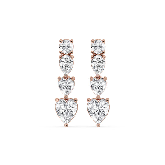 Graduated Heart & Round Drop Earrings