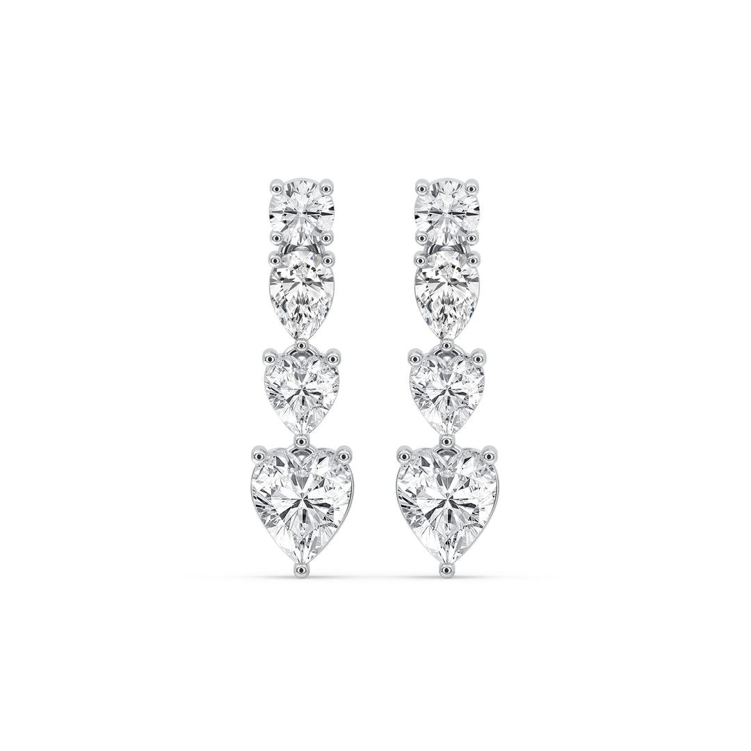 Graduated Heart & Round Drop Earrings