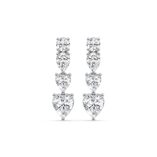 Graduated Heart & Round Drop Earrings