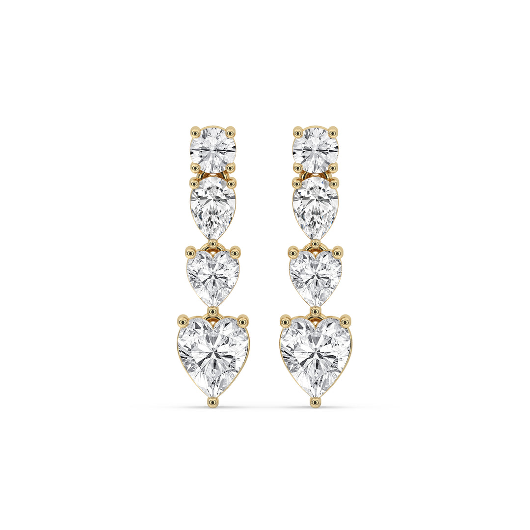 Graduated Heart & Round Drop Earrings