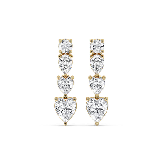 Graduated Heart & Round Drop Earrings