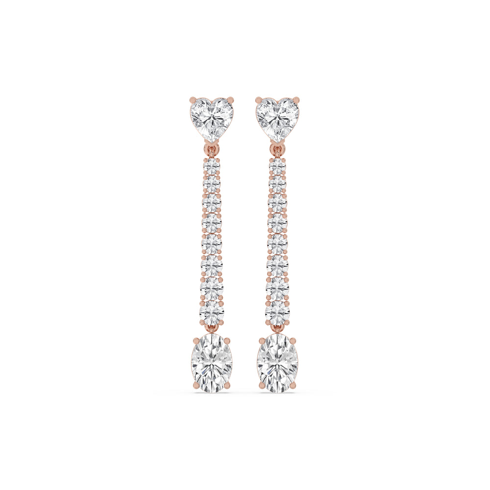 Heart & Oval Drop Earrings
