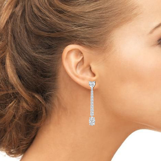Heart & Oval Drop Earrings