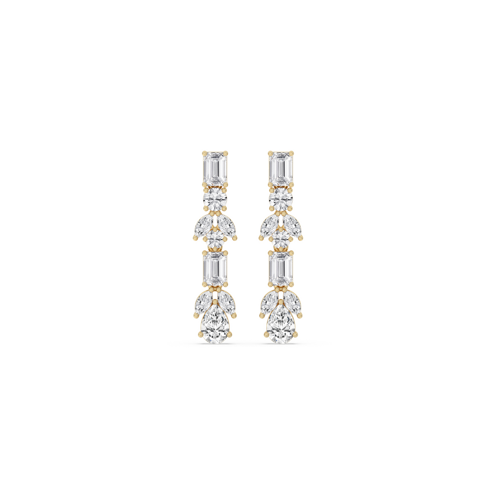 Emerald & Pear Cluster Drop Earrings