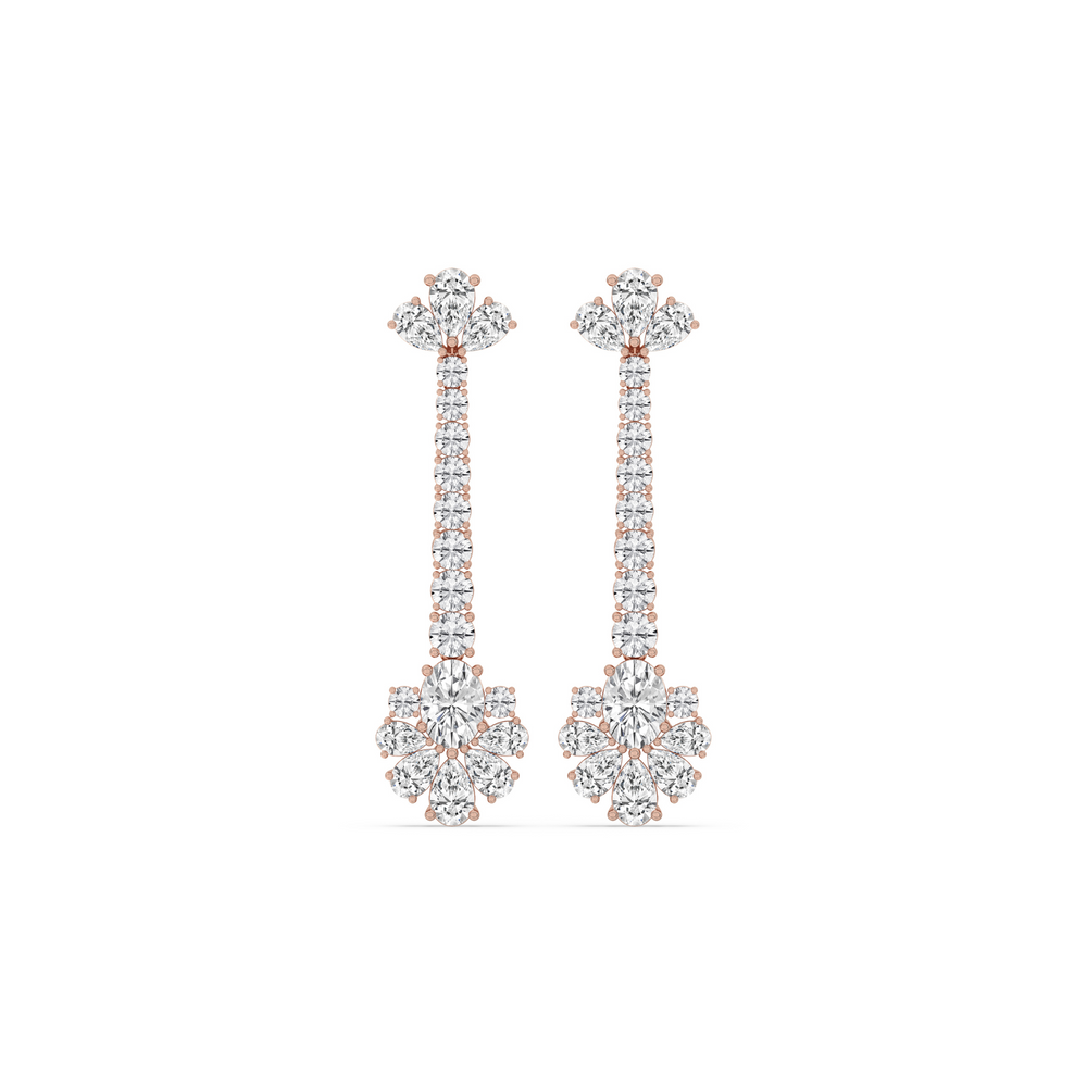Long Floral Cluster Drop Earrings