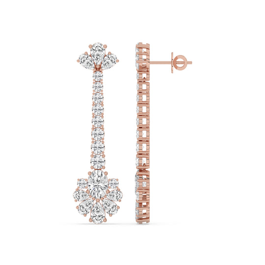 Long Floral Cluster Drop Earrings