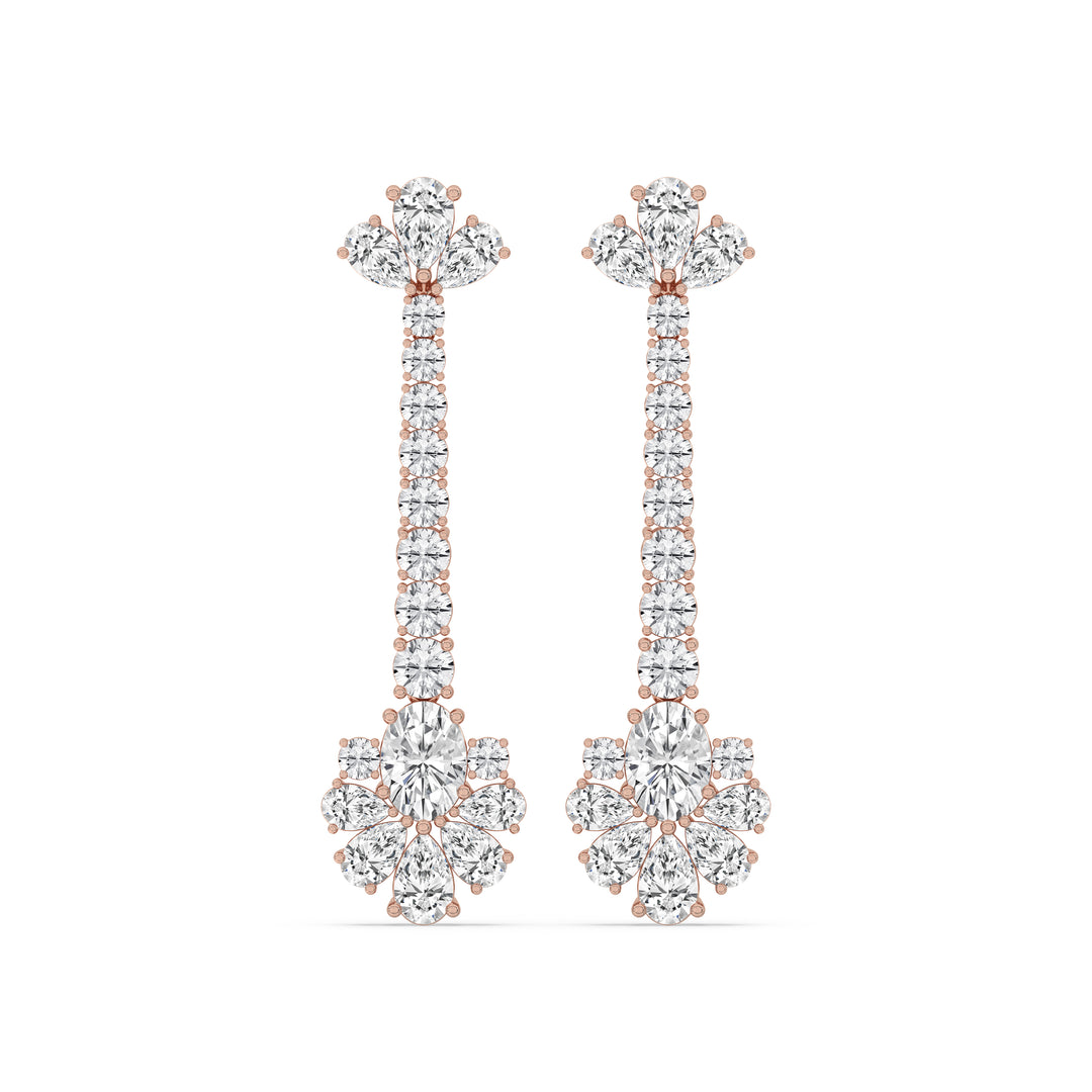 Long Floral Cluster Drop Earrings