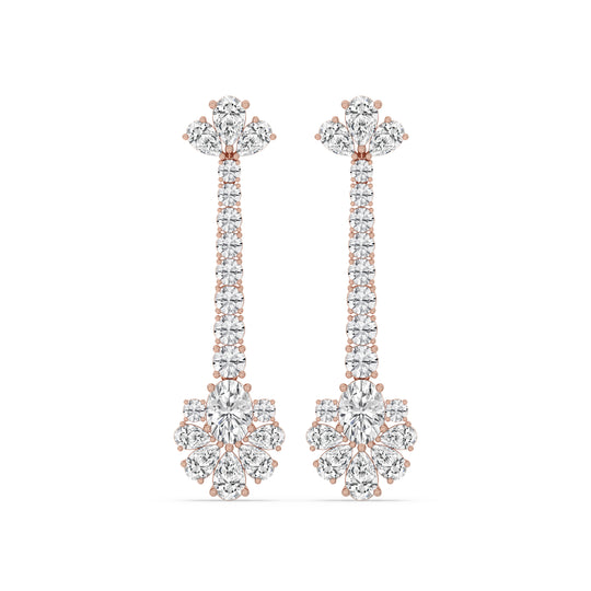 Long Floral Cluster Drop Earrings