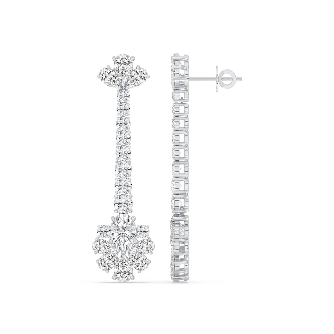 Long Floral Cluster Drop Earrings