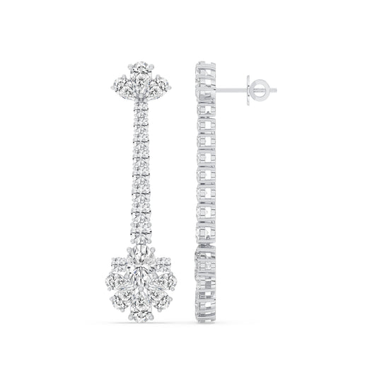 Long Floral Cluster Drop Earrings