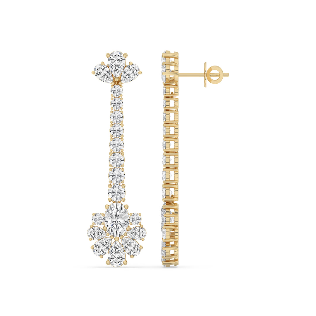 Long Floral Cluster Drop Earrings