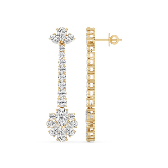 Long Floral Cluster Drop Earrings