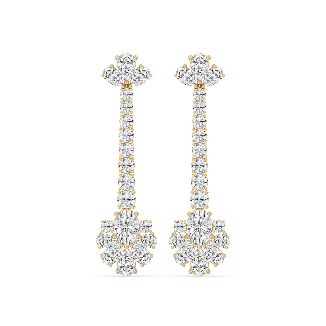 Long Floral Cluster Drop Earrings