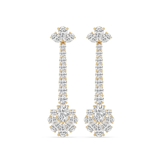 Long Floral Cluster Drop Earrings