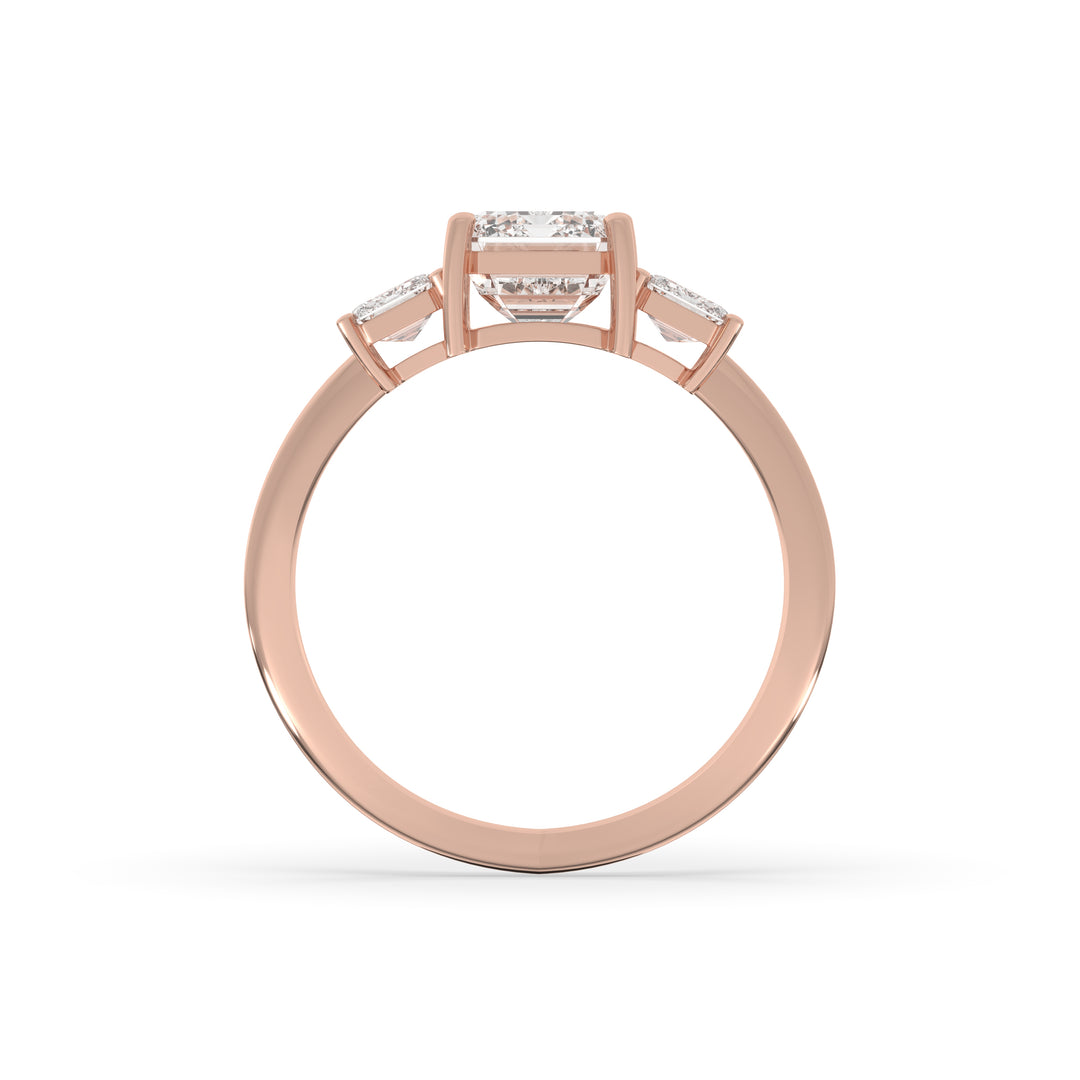 Emerald Cut Three Stone Engagement Ring