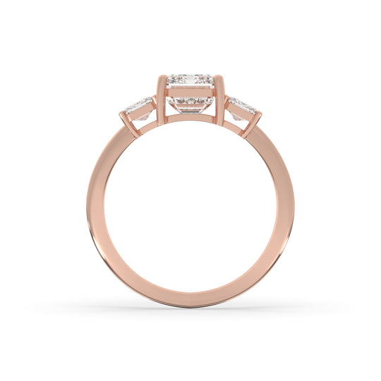 Emerald Cut Three Stone Engagement Ring