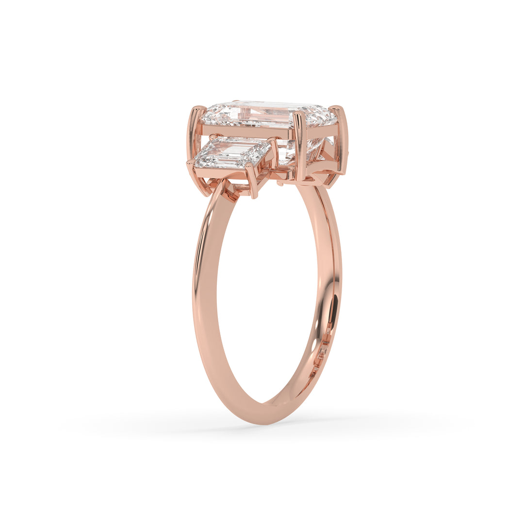 Emerald Cut Three Stone Engagement Ring