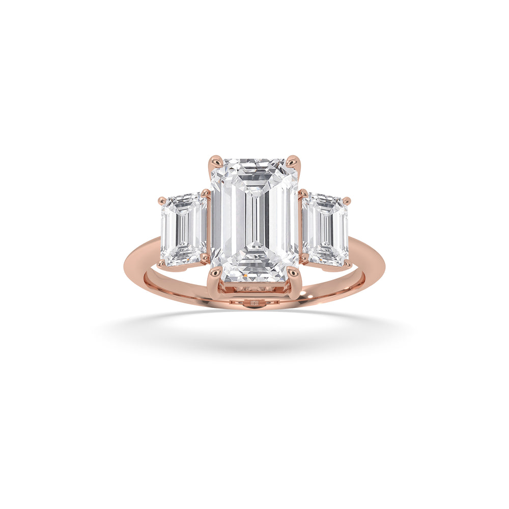 Emerald Cut Three Stone Engagement Ring