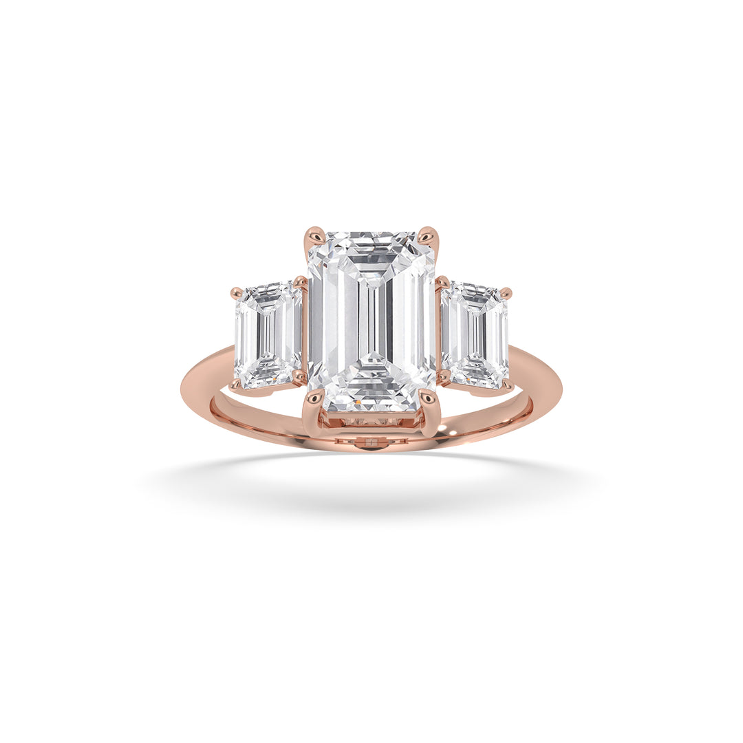 Emerald Cut Three Stone Engagement Ring