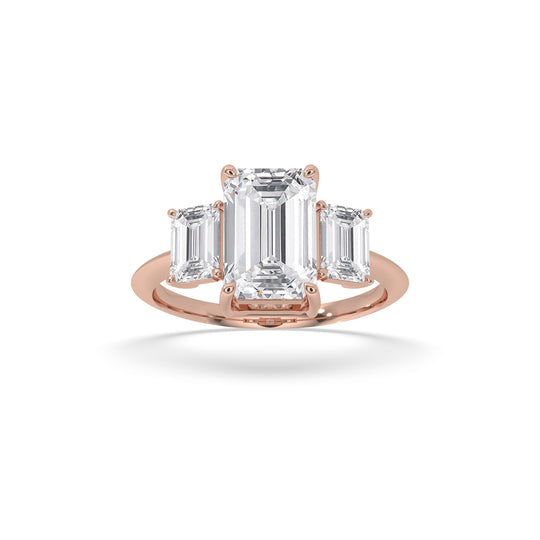 Emerald Cut Three Stone Engagement Ring
