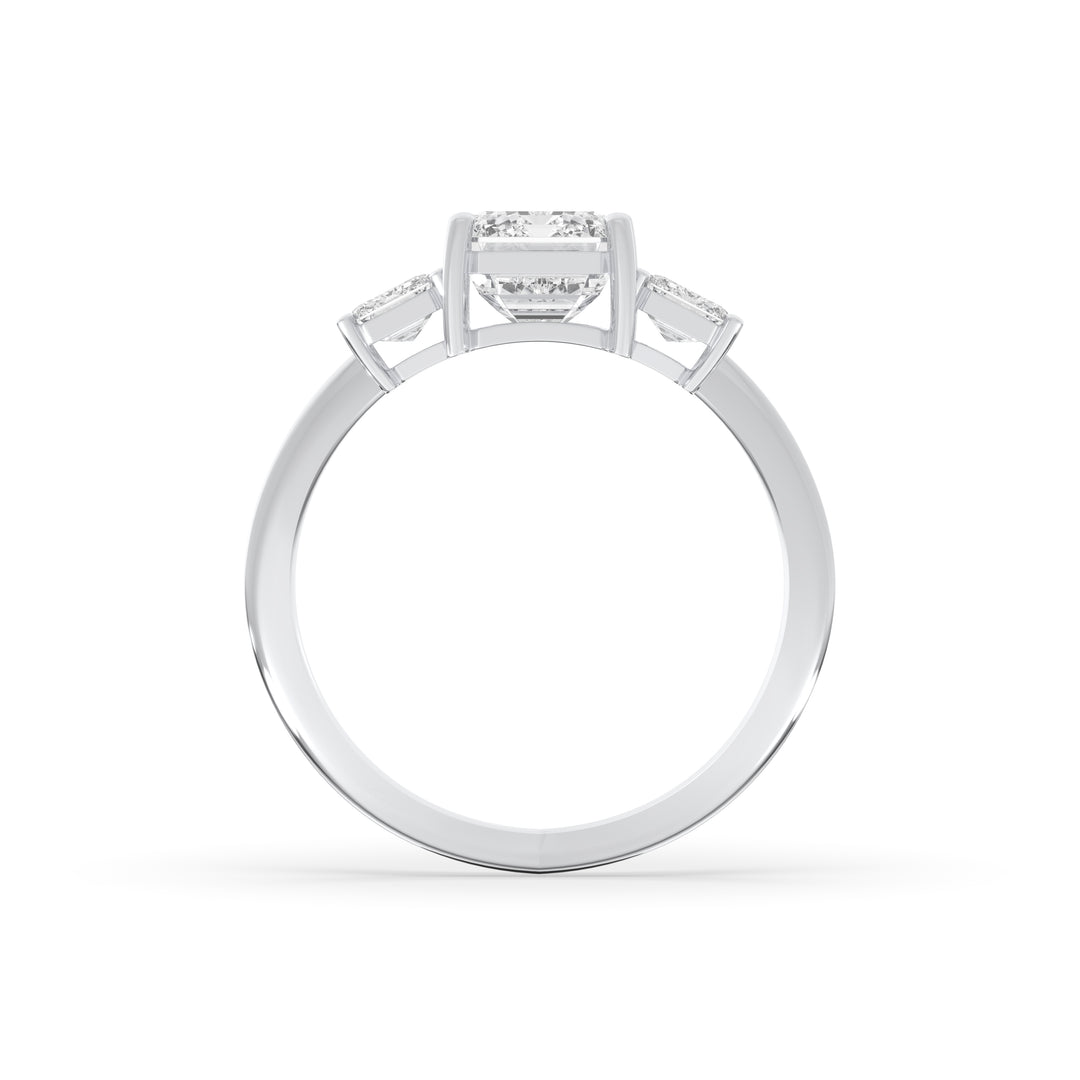 Emerald Cut Three Stone Engagement Ring