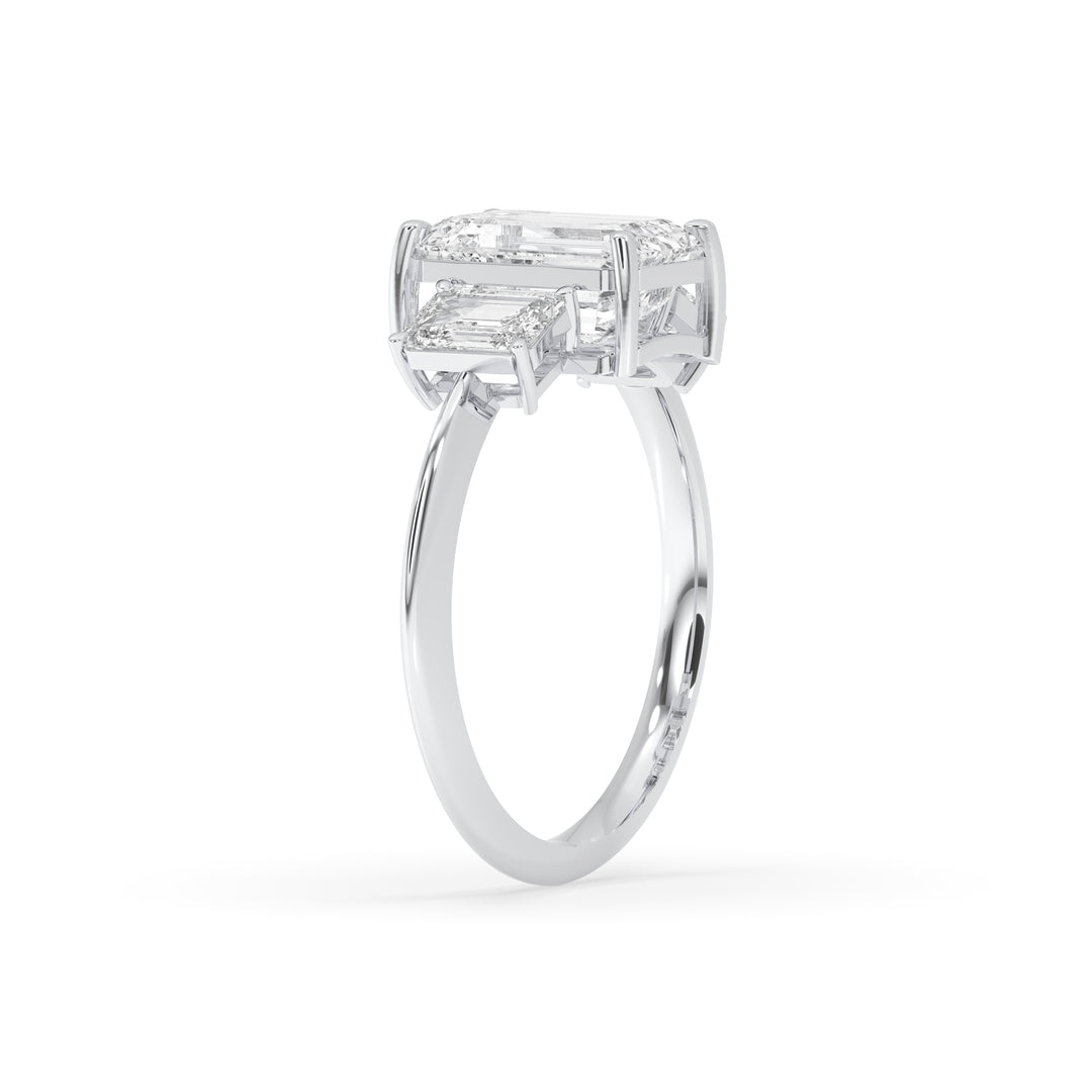 Emerald Cut Three Stone Engagement Ring