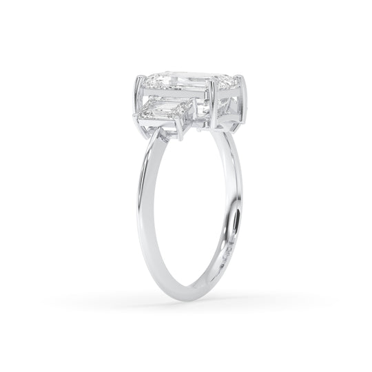 Emerald Cut Three Stone Engagement Ring