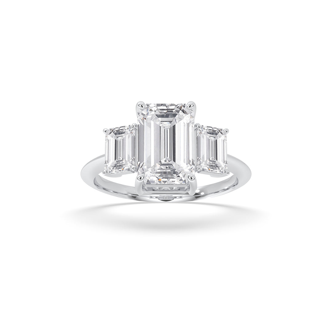 Emerald Cut Three Stone Engagement Ring