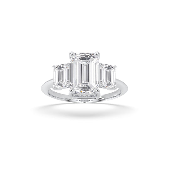 Emerald Cut Three Stone Engagement Ring