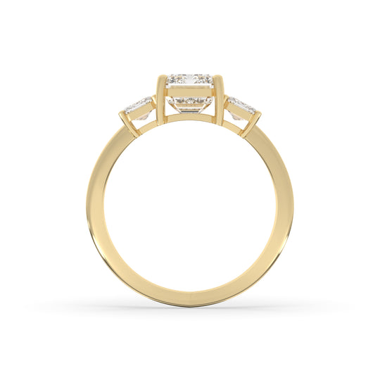 Emerald Cut Three Stone Engagement Ring