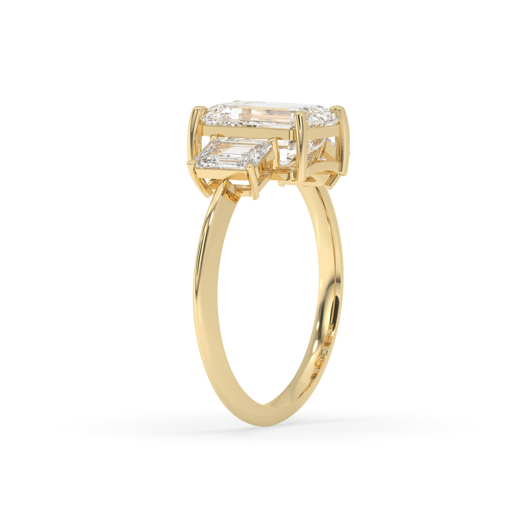 Emerald Cut Three Stone Engagement Ring