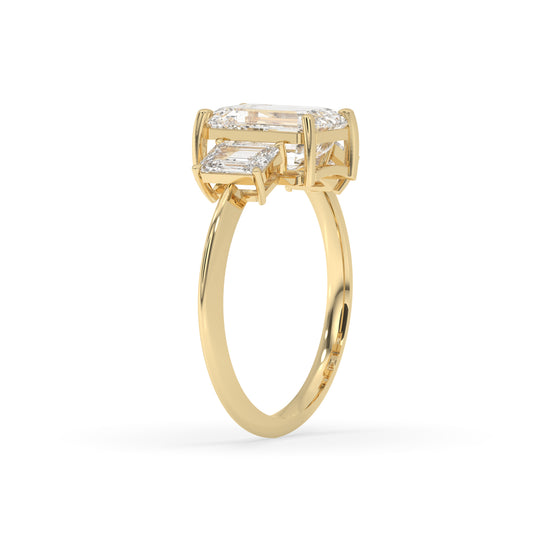 Emerald Cut Three Stone Engagement Ring