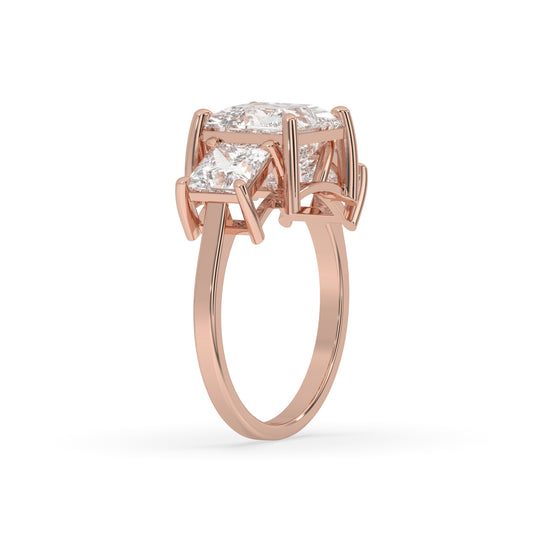 Three Stone Princess Engagement Ring