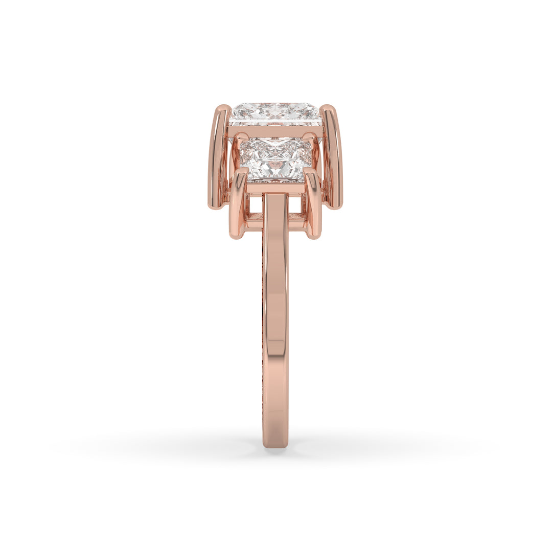 Three Stone Princess Engagement Ring