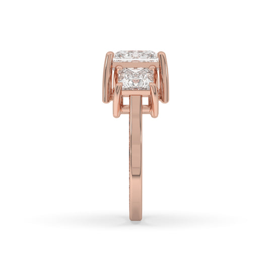 Three Stone Princess Engagement Ring