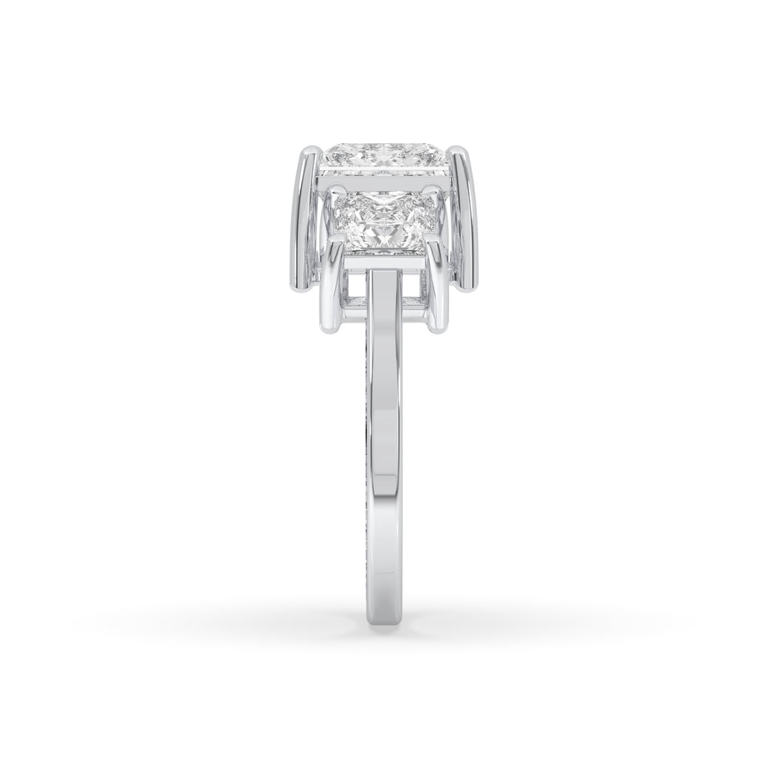 Three Stone Princess Engagement Ring