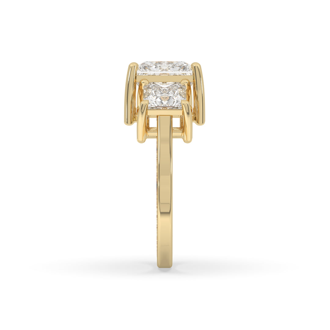 Three Stone Princess Engagement Ring