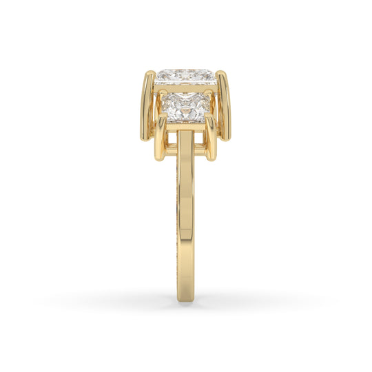 Three Stone Princess Engagement Ring