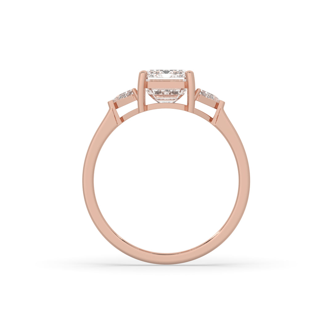 Classic Emerald Cut with Trillion Side Stones Engagement Ring