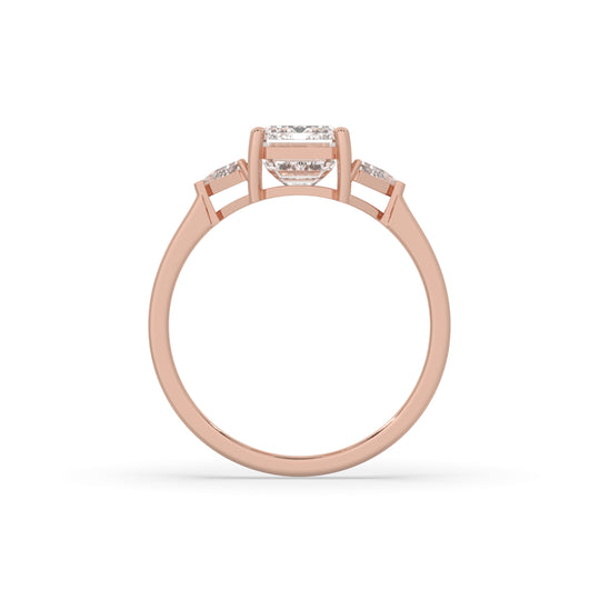 Classic Emerald Cut with Trillion Side Stones Engagement Ring